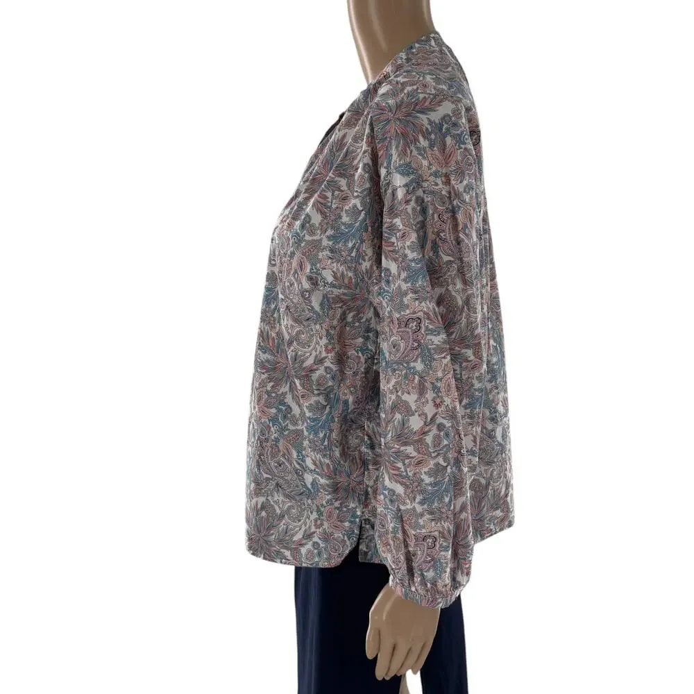 J. Crew x Liberty London Faraway Plum Floral Cotton Voile Button Front Top